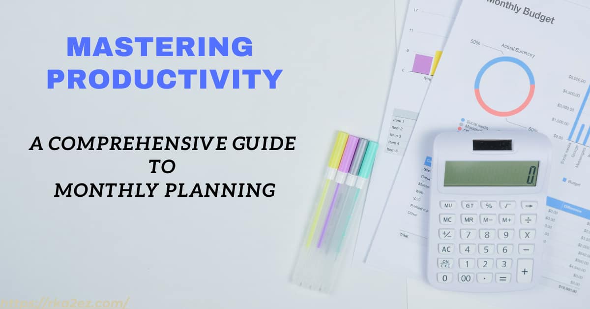 Mastering Productivity A Comprehensive Guide to Monthly Planning In a world where time is a precious commodity, making the most of every moment is paramount. The key to achieving productivity and maintaining an organized life lies in effective monthly planning. This article will guide you through the art of crafting a well-structured monthly plan, By the end of this article, you'll be equipped with the tools and knowledge to embark on your journey towards a more productive and organized month. Setting the Ground Define Your Objectives The first step in creating a monthly plan is to identify your goals. What are your aspirations for the upcoming month? Whether it's personal, professional, or a blend of both, having clear objectives is essential. Prioritize Tasks Once your goals are established, prioritize your tasks. Determine which tasks are urgent and which can be addressed later. This will assist you in effectively managing your time. The Monthly Planning Template To simplify the planning process, consider using a monthly planning template. This pre-designed framework can be a valuable tool for visualizing your month at a glance. The template should include: 1. Monthly Calendar: A calendar to outline the entire month, where you can mark important dates, deadlines, and events. 2. Goal Tracker: A section to track your overarching goals and their progress throughout the month. 3. Task List: A space to list daily or weekly tasks. This should include both work-related and personal tasks to maintain a balanced life. 4. Notes and Reflection: A designated area to jot down notes, thoughts, or reflections on your month's progress. Crafting Your Plan Divide and Conquer Break your month into smaller, manageable sections. Weekly goals can make the month ahead seem less daunting and more achievable. Establish Routines Incorporate routines into your plan. Regular activities and habits can help you maintain consistency and structure in your daily life. Staying Organized Utilize Technology Take advantage of digital tools and apps to keep your monthly plan accessible and easily adjustable. Set reminders to make sure that you stay on track. Declutter Your Space A clutter-free environment can significantly impact your productivity. Dedicate time in your monthly plan for decluttering and organizing your workspace. The Advantages of Monthly Planning A well-executed monthly plan offers numerous advantages, such as increased productivity, reduced stress, and improved time management. It empowers you to stay on top of your goals and commitments, leading to a more balanced and organized life. Conclusion Incorporating monthly planning into your routine is a step towards maximizing your productivity and maintaining an organized life. Whether you opt for a paper-and-pen approach or a digital solution, the key is to craft a plan that suits your needs and goals. Start your journey to a more productive and organized life today, armed with the knowledge and tools to conquer each month with confidence.